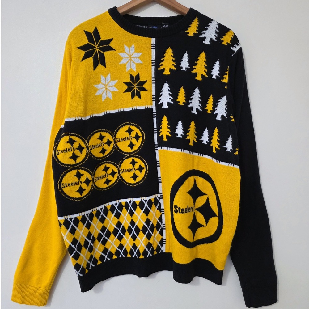 NFL‎ Pittsburgh Steelers Christmas Sweater Sz 2XL Holiday Knit Crew Neck Logo